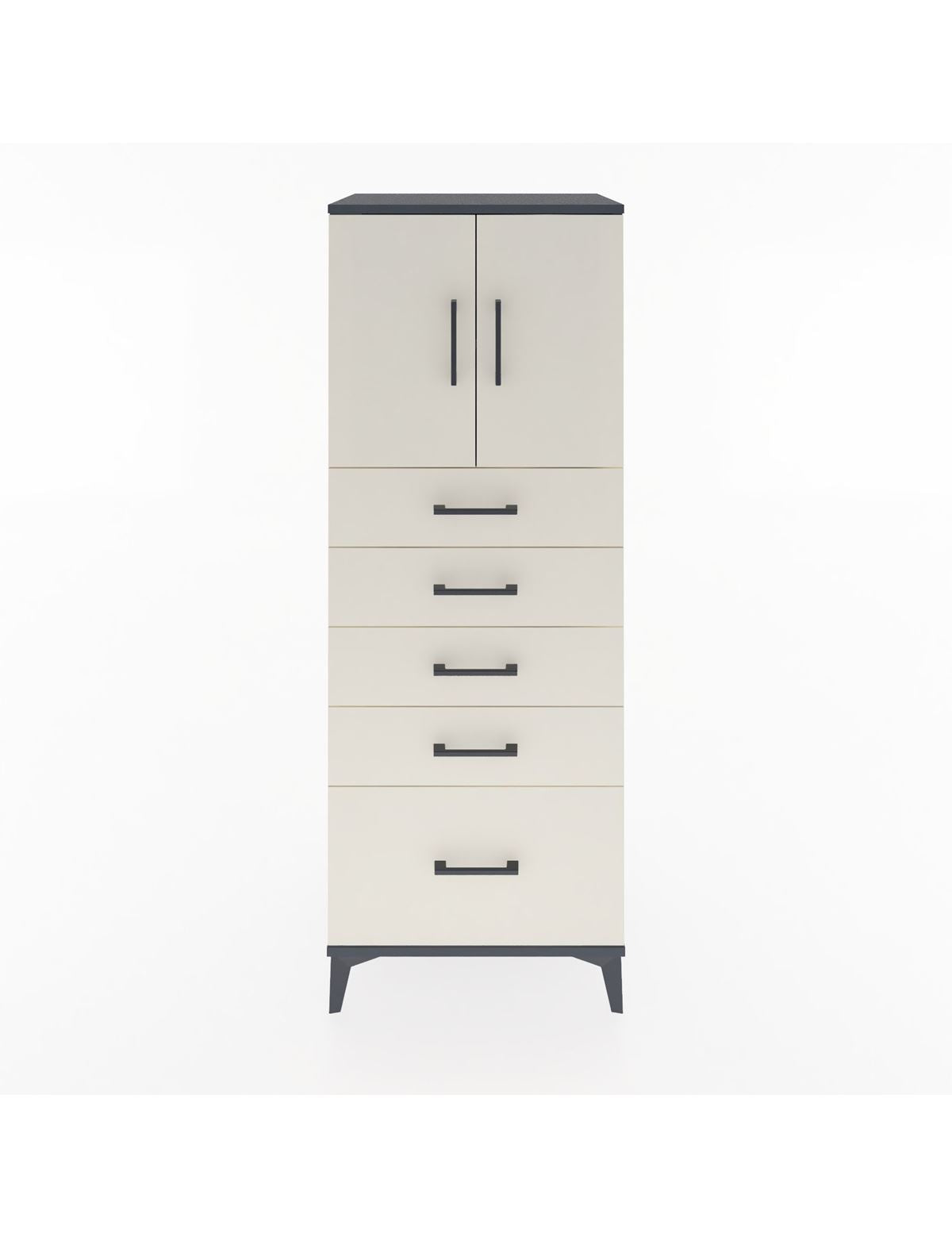 Hyperion Dolap 2 Raflı 5 Çekmeceli 2 Kapaklı 60x44x163 Antrasit-Aytaşı