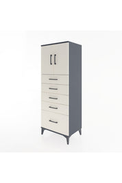 Hyperion Dolap 2 Raflı 5 Çekmeceli 2 Kapaklı 60x44x163 Antrasit-Aytaşı