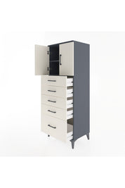 Hyperion Dolap 2 Raflı 5 Çekmeceli 2 Kapaklı 60x44x163 Antrasit-Aytaşı
