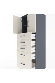 Hyperion Dolap 2 Raflı 5 Çekmeceli 2 Kapaklı 60x44x163 Antrasit-Aytaşı