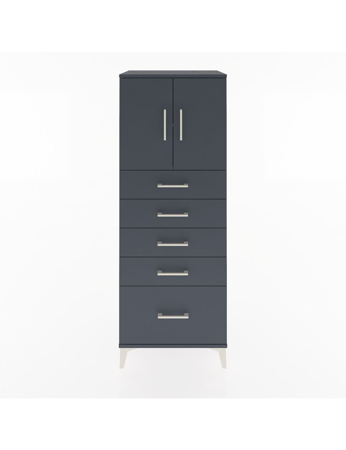 Hyperion Dolap 2 Raflı 5 Çekmeceli 2 Kapaklı 60x44x163 Antrasit-Antrasit