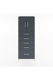 Hyperion Dolap 2 Raflı 5 Çekmeceli 2 Kapaklı 60x44x163 Antrasit-Antrasit