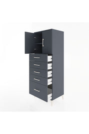 Hyperion Dolap 2 Raflı 5 Çekmeceli 2 Kapaklı 60x44x163 Antrasit-Antrasit