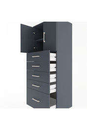 Hyperion Dolap 2 Raflı 5 Çekmeceli 2 Kapaklı 60x44x163 Antrasit-Antrasit