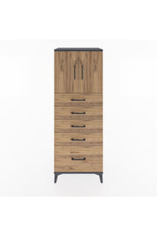 Hyperion Dolap 2 Raflı 5 Çekmeceli 2 Kapaklı 60x44x163 Antrasit-Çam