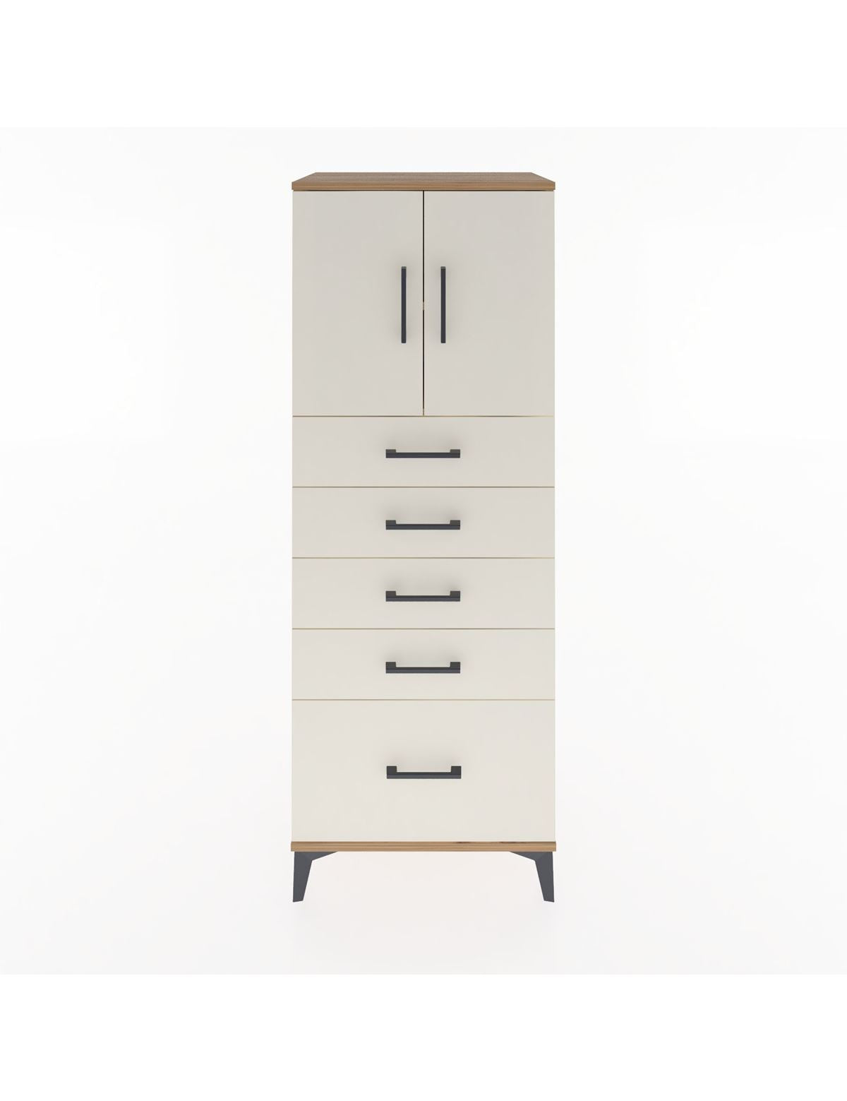 Hyperion Dolap 2 Raflı 5 Çekmeceli 2 Kapaklı 60x44x163 Çam-Aytaşı