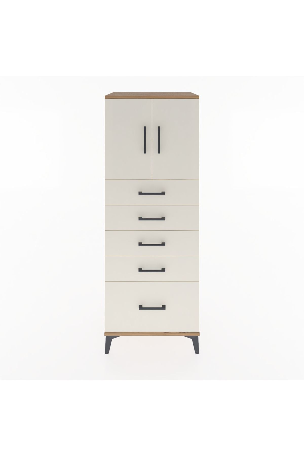 Hyperion Dolap 2 Raflı 5 Çekmeceli 2 Kapaklı 60x44x163 Çam-Aytaşı