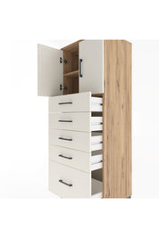 Hyperion Dolap 2 Raflı 5 Çekmeceli 2 Kapaklı 60x44x163 Çam-Aytaşı