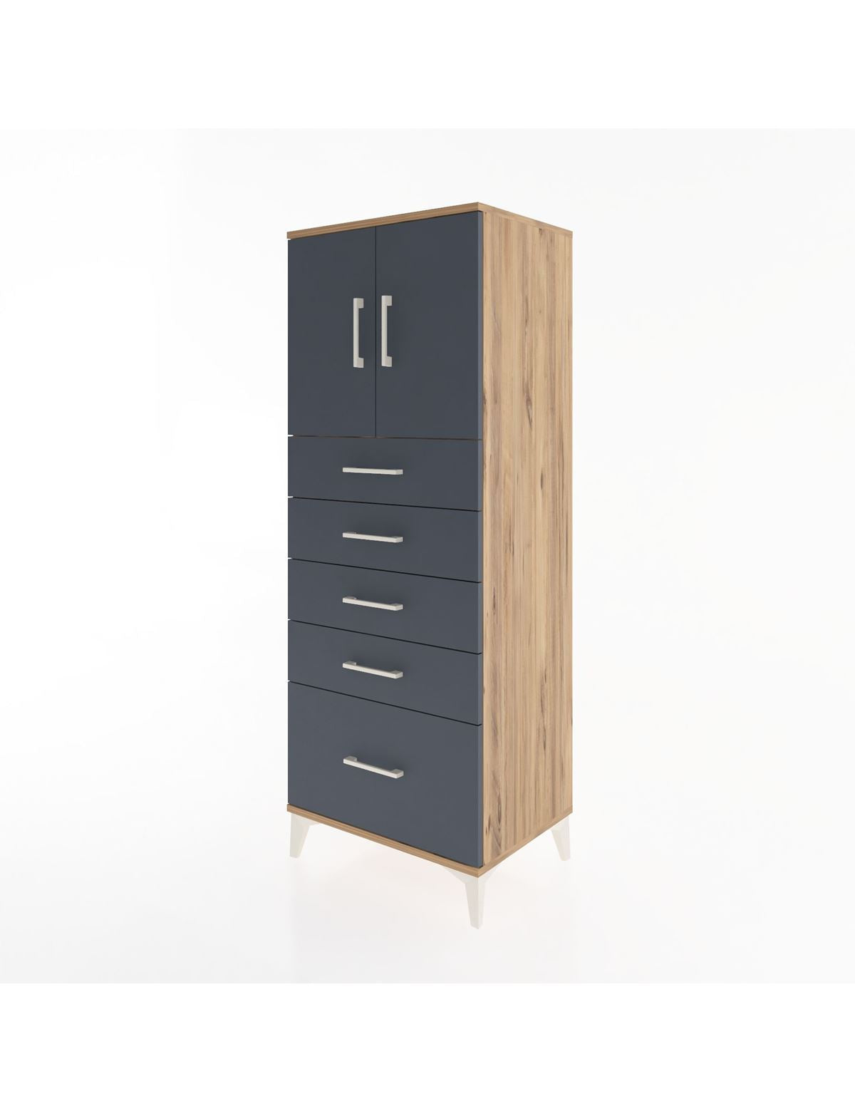 Hyperion Dolap 2 Raflı 5 Çekmeceli 2 Kapaklı 60x44x163 - S53M003V8B