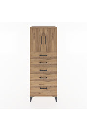 Hyperion Dolap 2 Raflı 5 Çekmeceli 2 Kapaklı 60x44x163 Çam-Çam