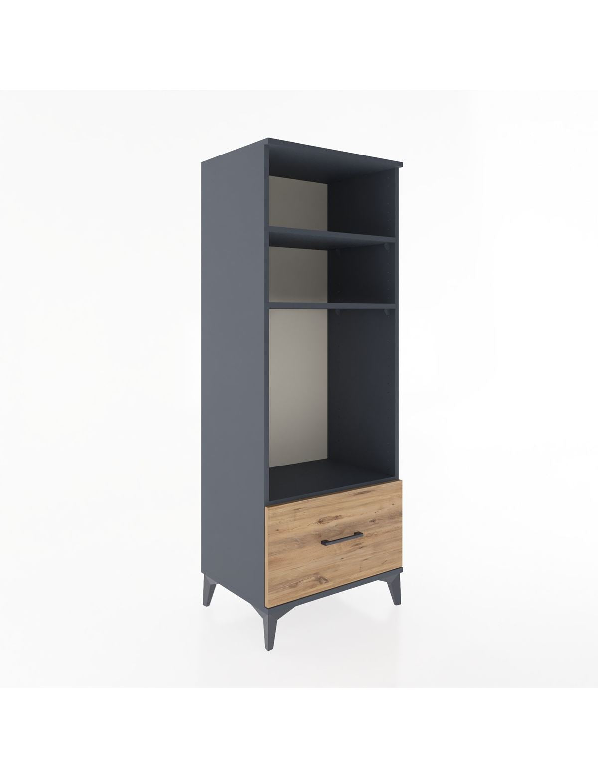 Hyperion Dolap 3 Raflı Tek Çekmeceli 60x44x163 Antrasit-Çam