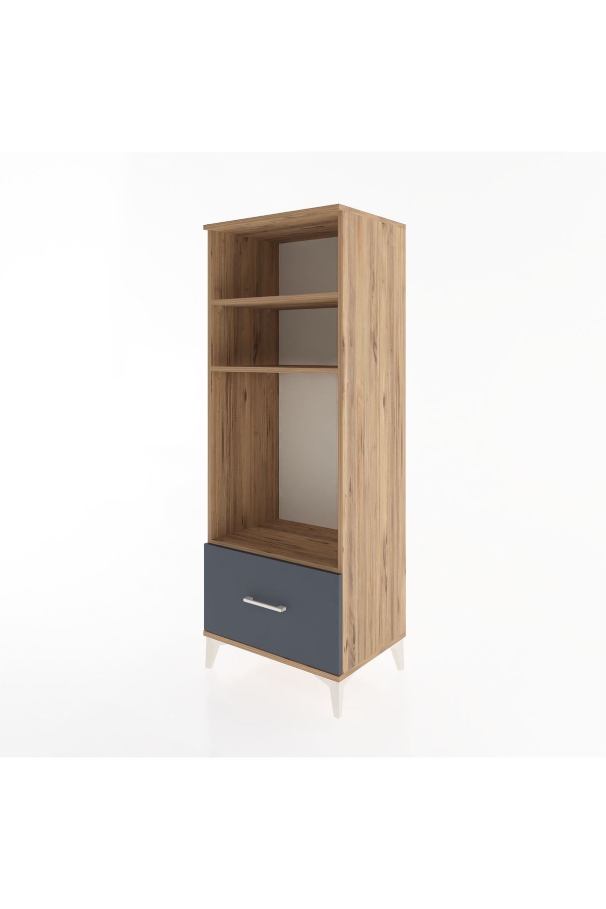 Hyperion Dolap 3 Raflı Tek Çekmeceli 60x44x163 Çam-Antrasit