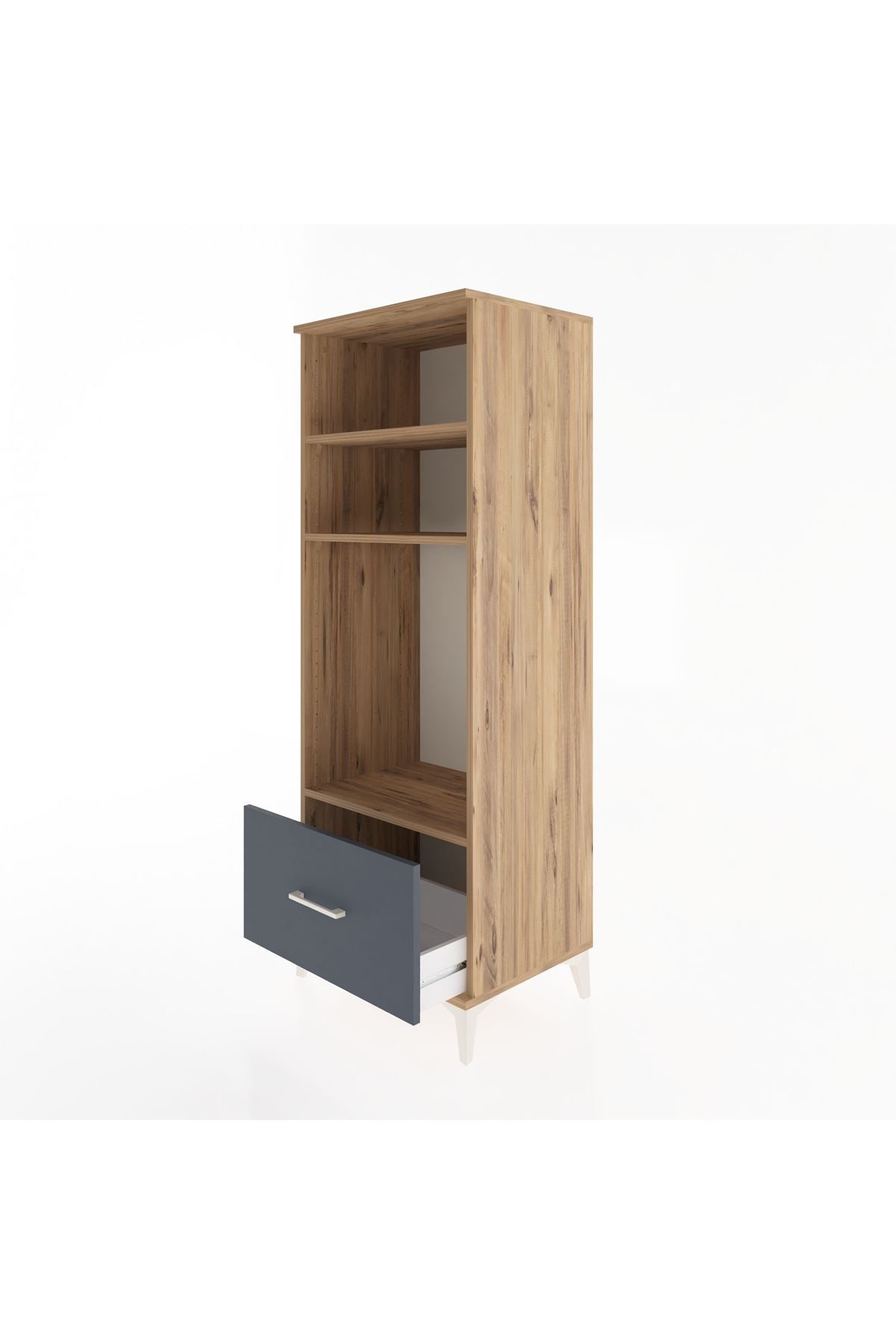 Hyperion Dolap 3 Raflı Tek Çekmeceli 60x44x163 Çam-Antrasit