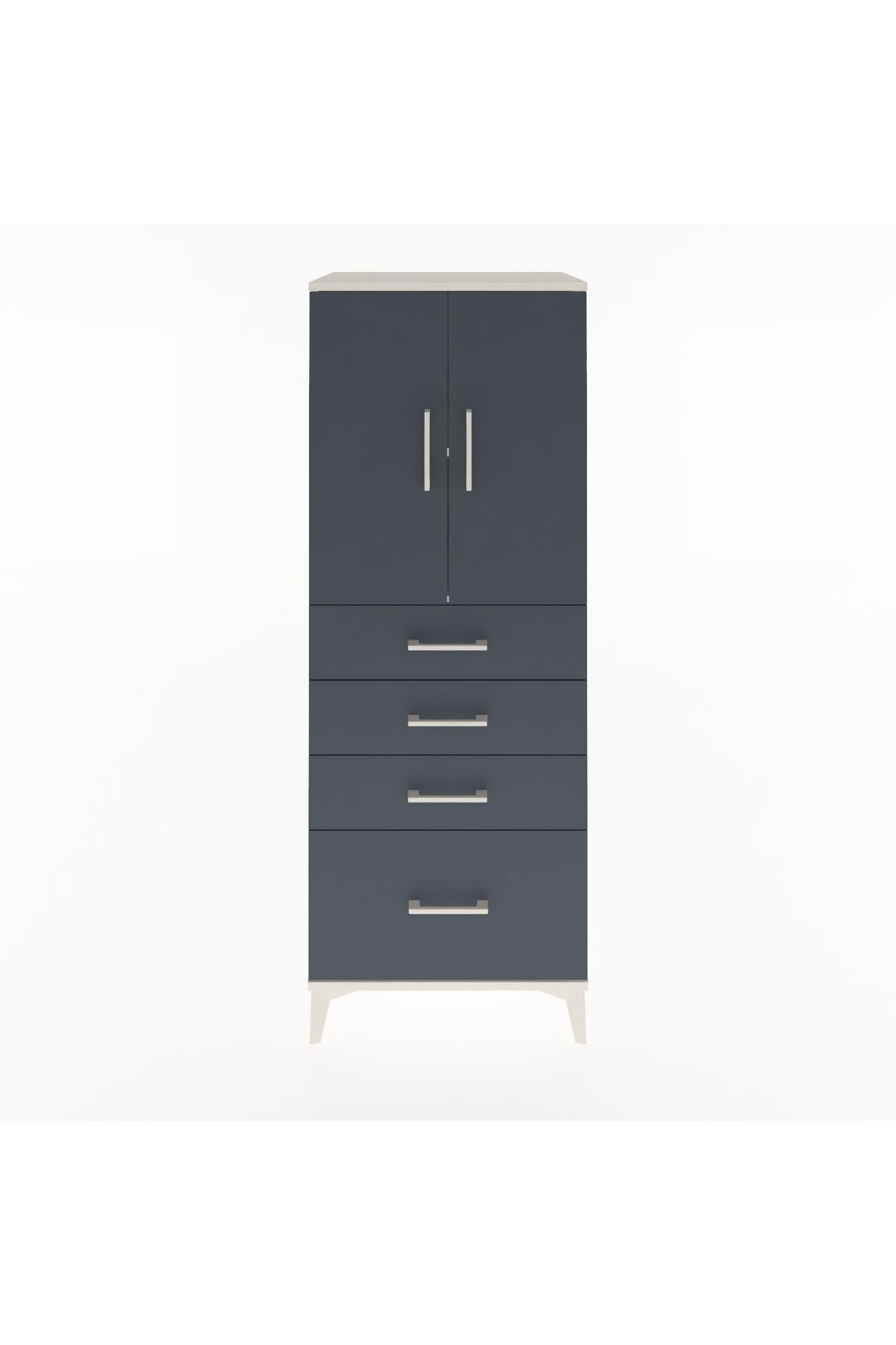 Hyperion Dolap 2 Raflı 4 Çekmeceli 2 Kapaklı 60x44x163 Aytaşı-Antrasit