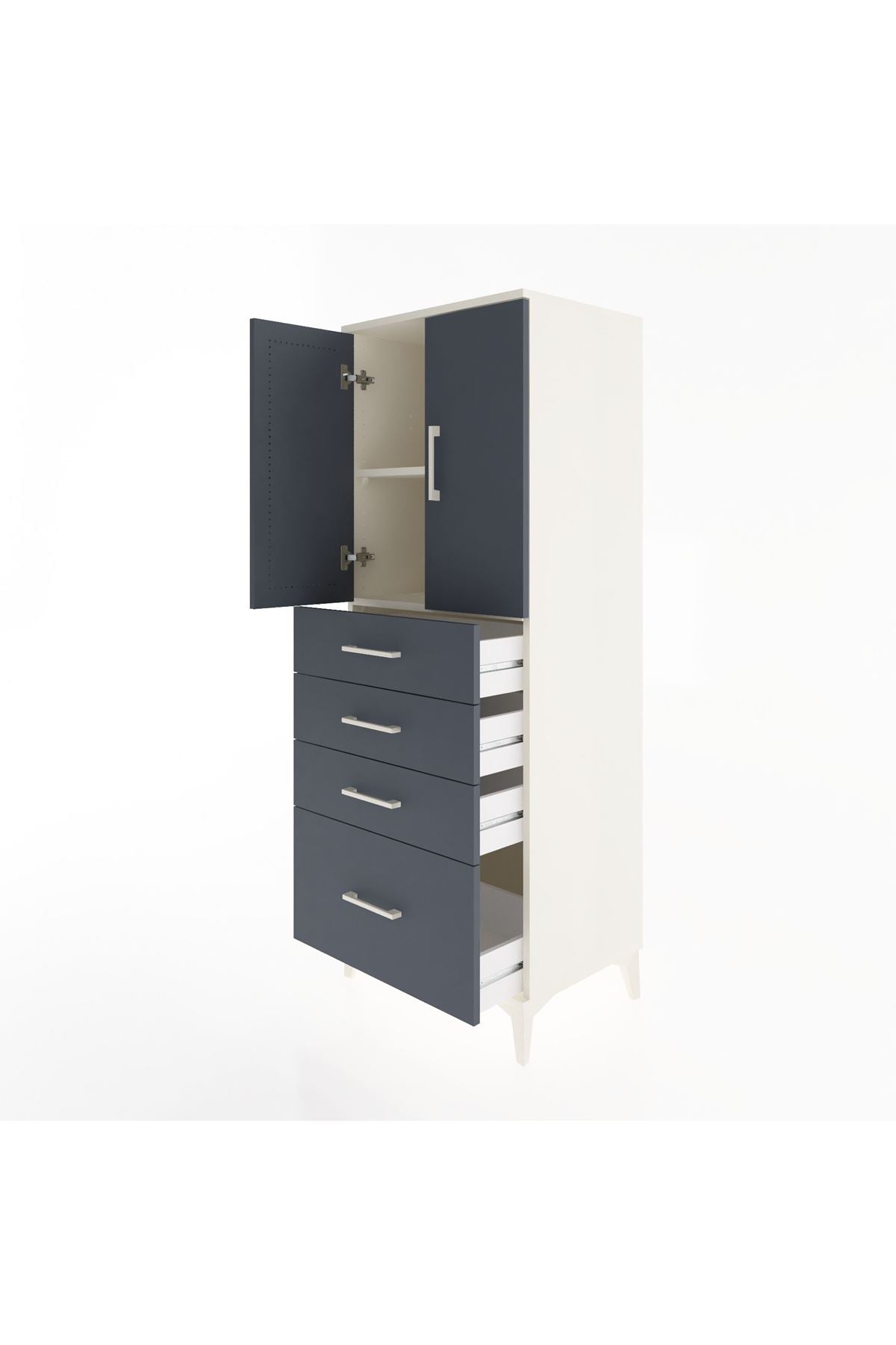 Hyperion Dolap 2 Raflı 4 Çekmeceli 2 Kapaklı 60x44x163 Aytaşı-Antrasit