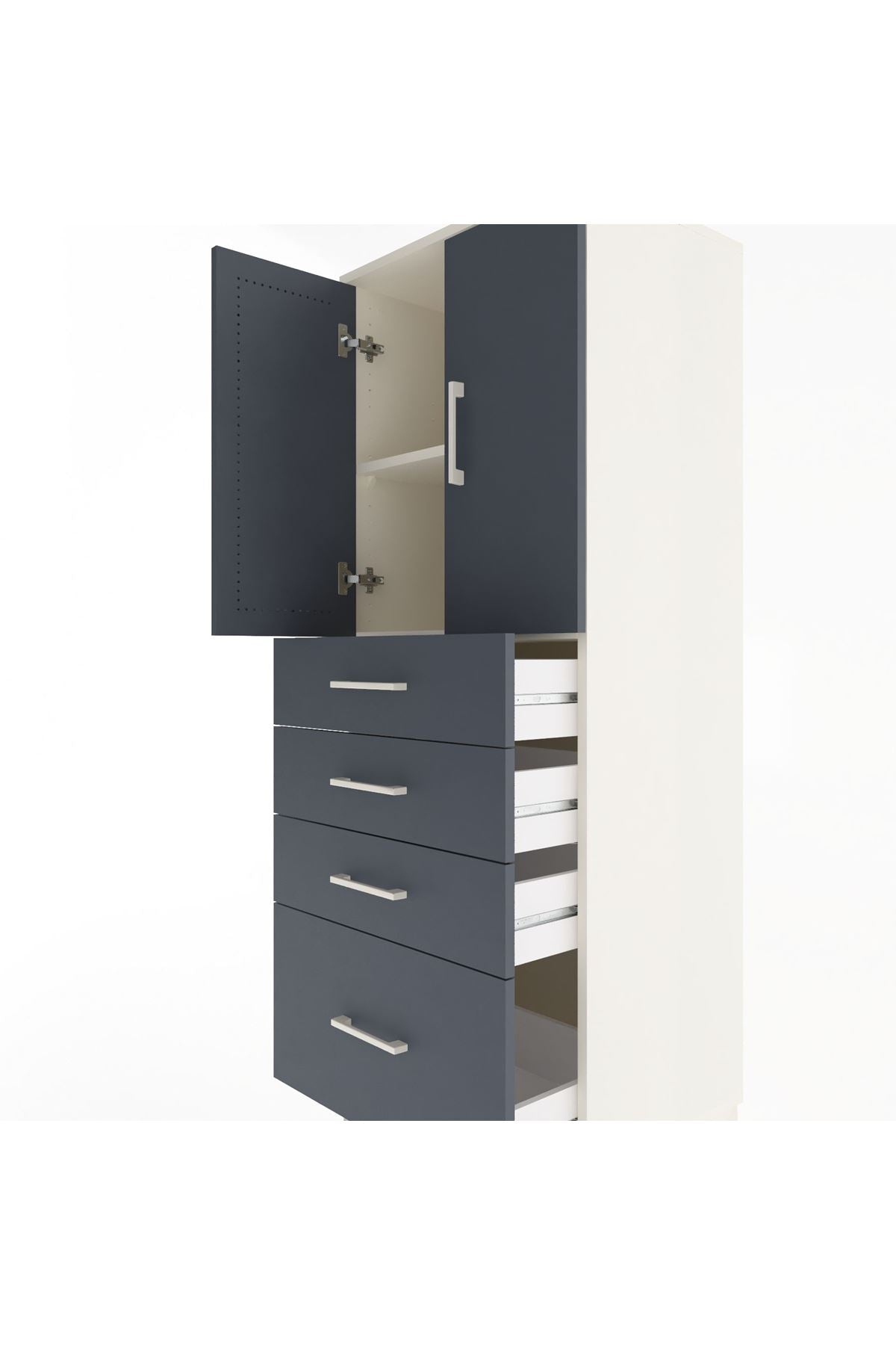 Hyperion Dolap 2 Raflı 4 Çekmeceli 2 Kapaklı 60x44x163 Aytaşı-Antrasit