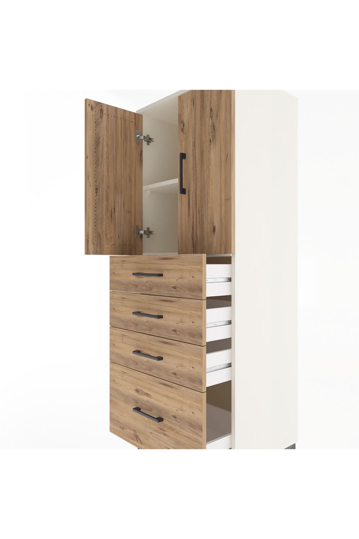 Hyperion Dolap 2 Raflı 4 Çekmeceli 2 Kapaklı 60x44x163 Aytaşı-Çam