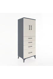 Hyperion Dolap 2 Raflı 4 Çekmeceli 2 Kapaklı 60x44x163 Antrasit-Aytaşı