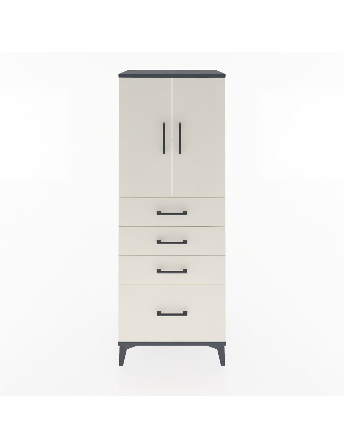 Hyperion Dolap 2 Raflı 4 Çekmeceli 2 Kapaklı 60x44x163 Antrasit-Aytaşı