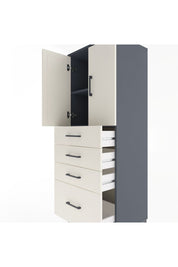 Hyperion Dolap 2 Raflı 4 Çekmeceli 2 Kapaklı 60x44x163 Antrasit-Aytaşı