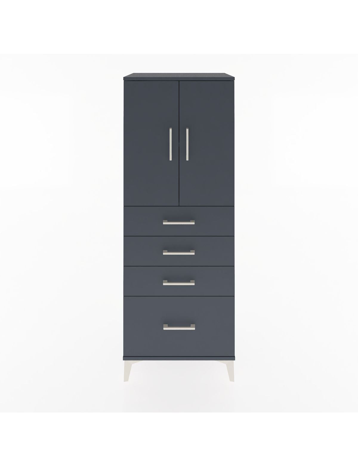 Hyperion Dolap 2 Raflı 4 Çekmeceli 2 Kapaklı 60x44x163 Antrasit-Antrasit