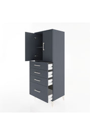 Hyperion Dolap 2 Raflı 4 Çekmeceli 2 Kapaklı 60x44x163 Antrasit-Antrasit