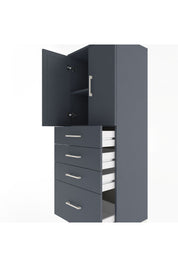 Hyperion Dolap 2 Raflı 4 Çekmeceli 2 Kapaklı 60x44x163 Antrasit-Antrasit