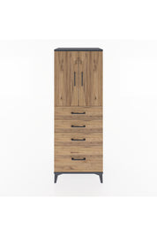 Hyperion Dolap 2 Raflı 4 Çekmeceli 2 Kapaklı 60x44x163 Antrasit-Çam
