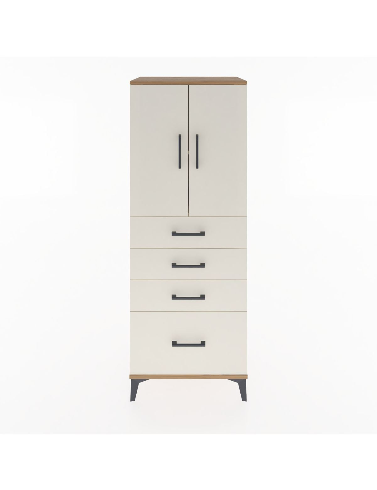 Hyperion Dolap 2 Raflı 4 Çekmeceli 2 Kapaklı 60x44x163 Çam-Aytaşı