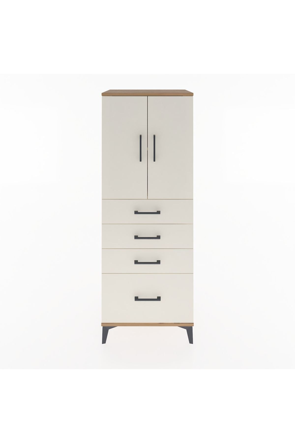 Hyperion Dolap 2 Raflı 4 Çekmeceli 2 Kapaklı 60x44x163 Çam-Aytaşı