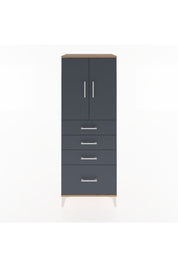 Hyperion Dolap 2 Raflı 4 Çekmeceli 2 Kapaklı 60x44x163 Çam-Antrasit
