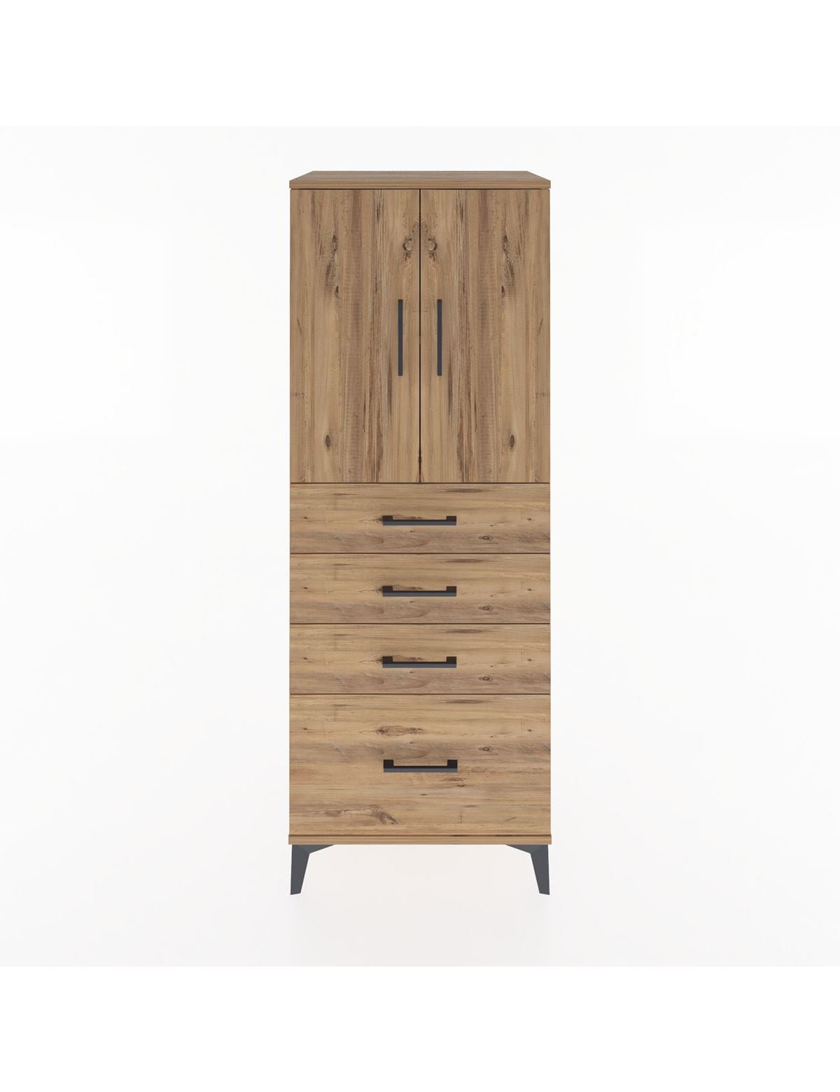 Hyperion Dolap 2 Raflı 4 Çekmeceli 2 Kapaklı 60x44x163 Çam-Çam