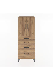 Hyperion Dolap 2 Raflı 4 Çekmeceli 2 Kapaklı 60x44x163 Çam-Çam