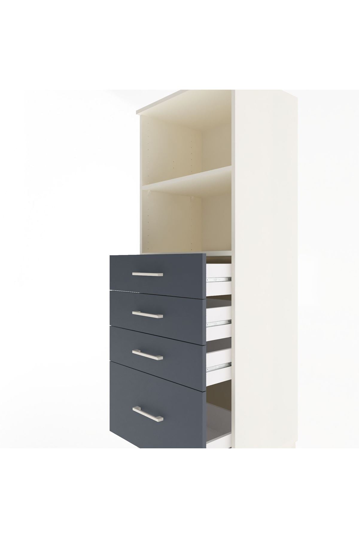 Hyperion Dolap 2 Raflı 4 Çekmeceli 60x44x163 Aytaşı-Antrasit