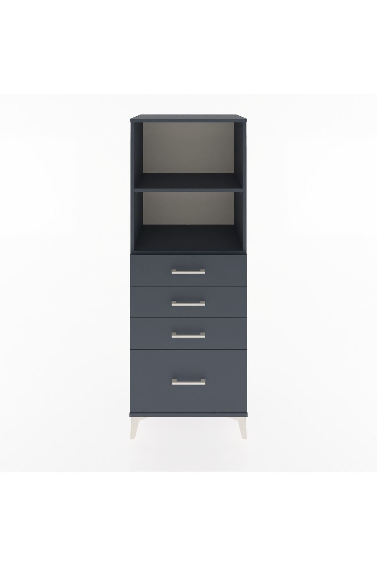 Hyperion Dolap 2 Raflı 4 Çekmeceli 60x44x163 Antrasit-Antrasit