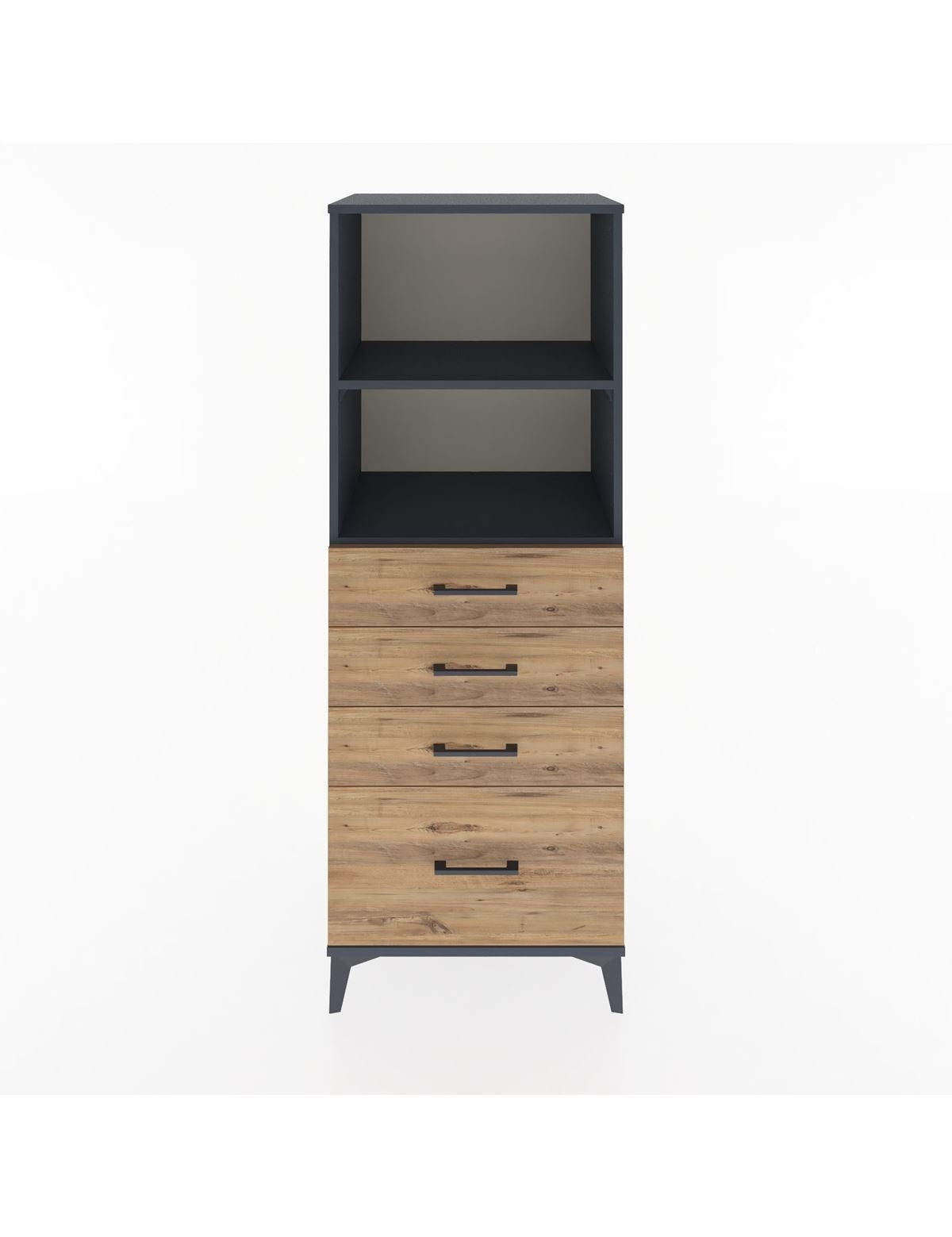 Hyperion Dolap 2 Raflı 4 Çekmeceli 60x44x163 Antrasit-Çam