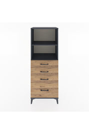 Hyperion Dolap 2 Raflı 4 Çekmeceli 60x44x163 Antrasit-Çam