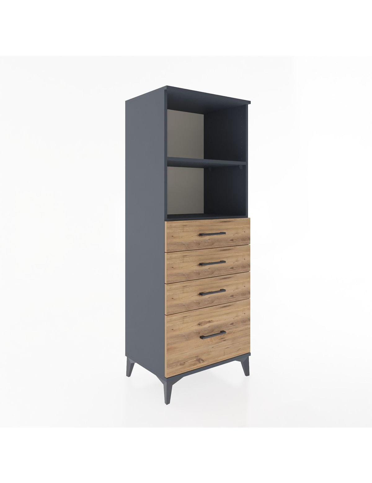 Hyperion Dolap 2 Raflı 4 Çekmeceli 60x44x163 Antrasit-Çam