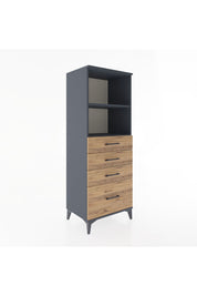 Hyperion Dolap 2 Raflı 4 Çekmeceli 60x44x163 Antrasit-Çam