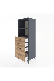 Hyperion Dolap 2 Raflı 4 Çekmeceli 60x44x163 Antrasit-Çam