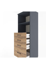 Hyperion Dolap 2 Raflı 4 Çekmeceli 60x44x163 Antrasit-Çam