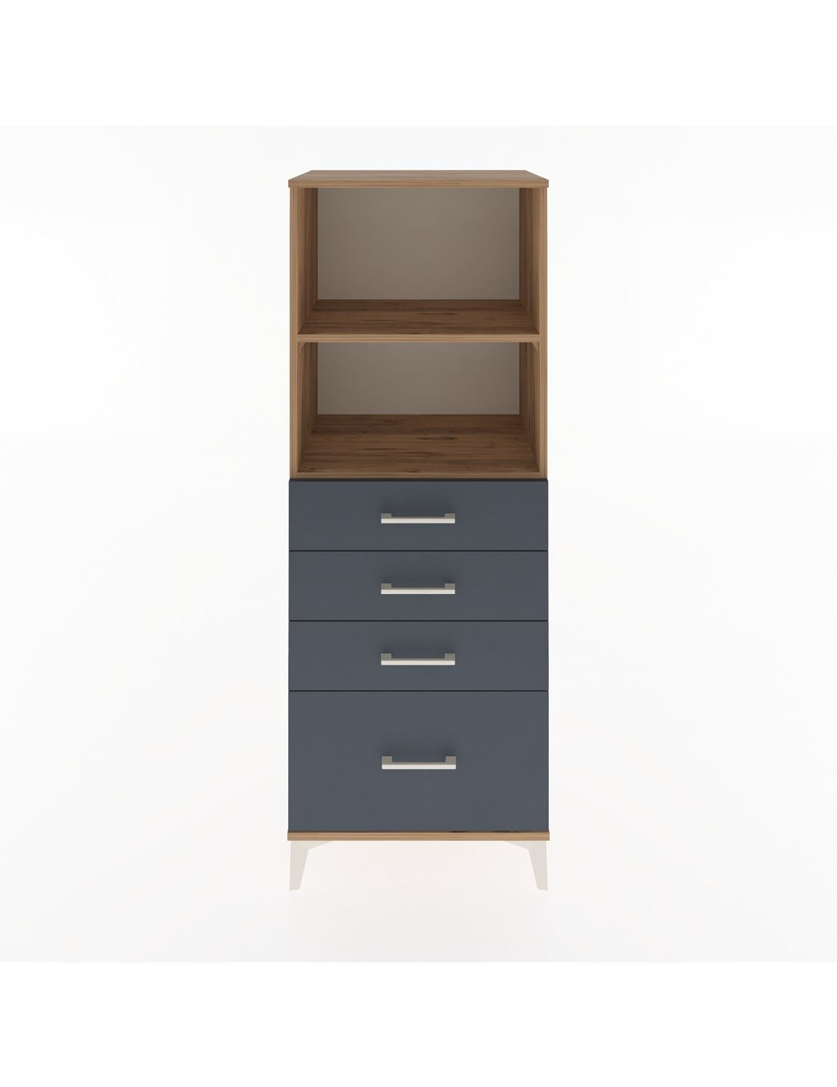 Hyperion Dolap 2 Raflı 4 Çekmeceli 60x44x163 Çam-Antrasit