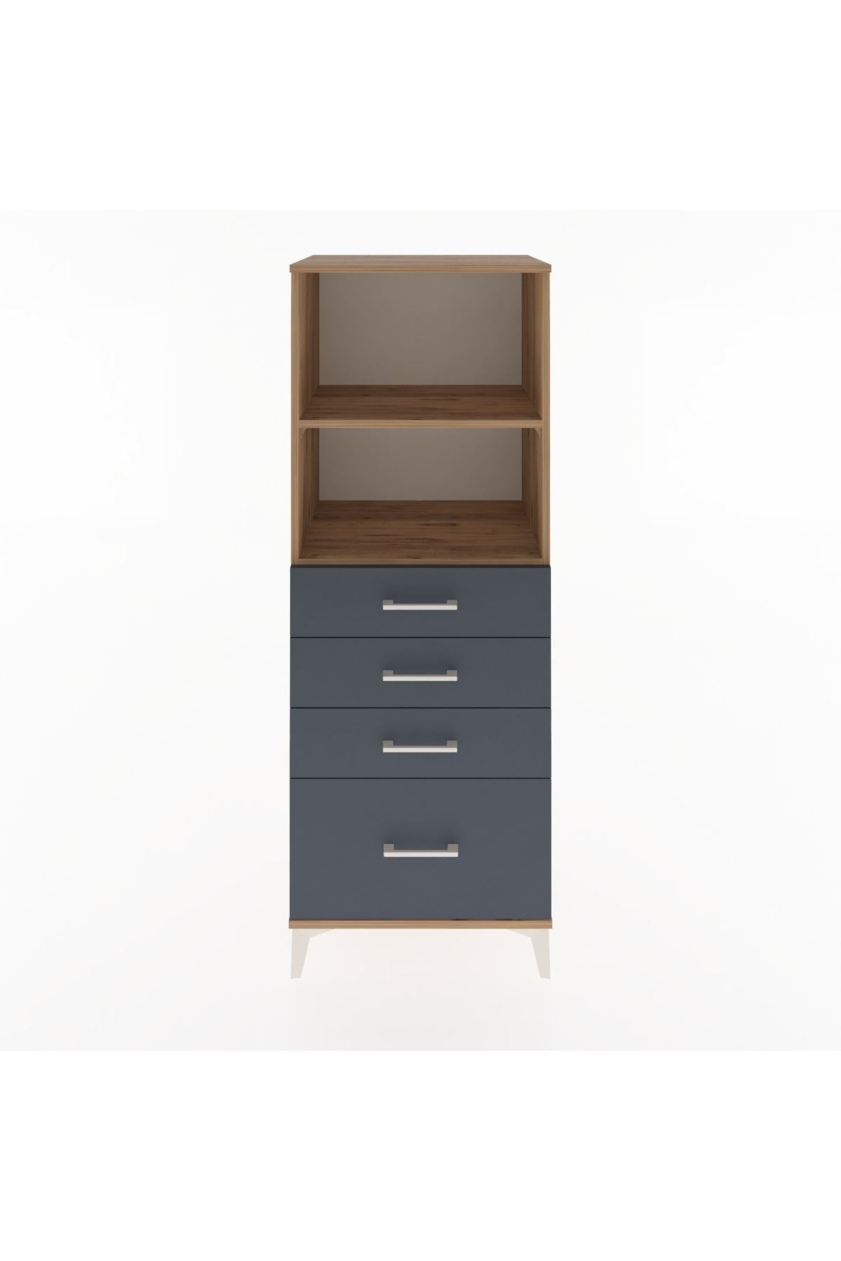 Hyperion Dolap 2 Raflı 4 Çekmeceli 60x44x163 Çam-Antrasit