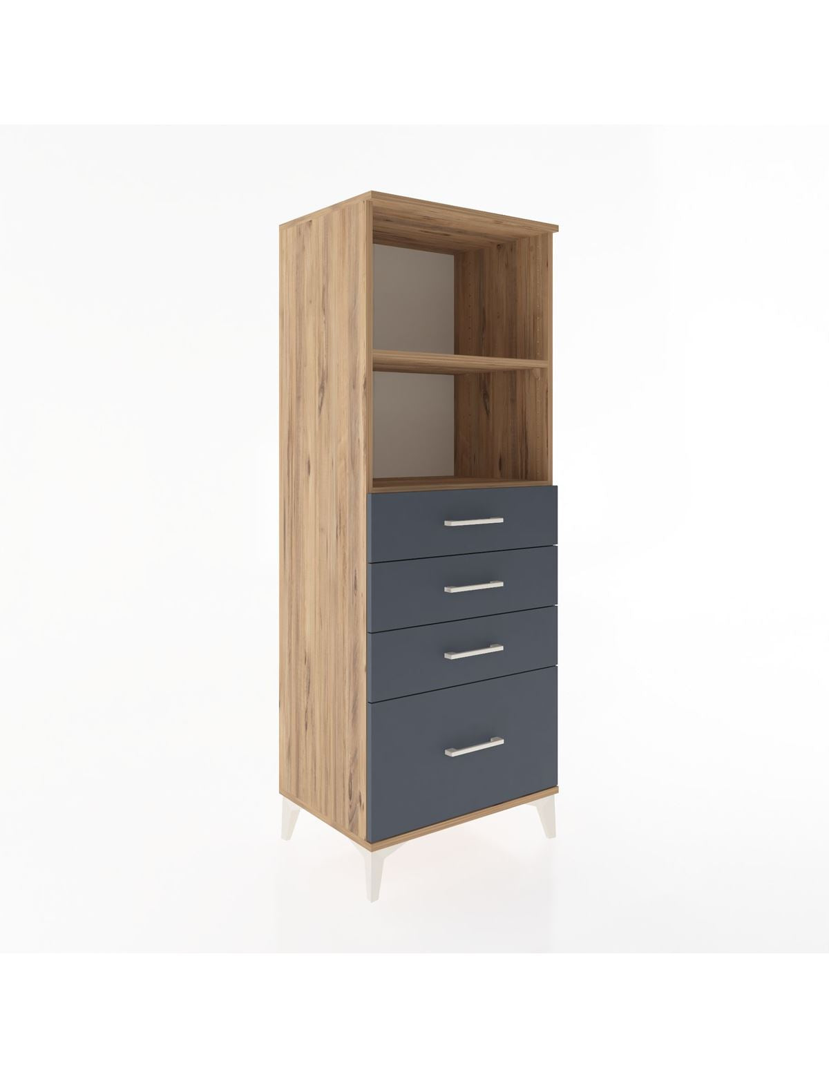 Hyperion Dolap 2 Raflı 4 Çekmeceli 60x44x163 Çam-Antrasit