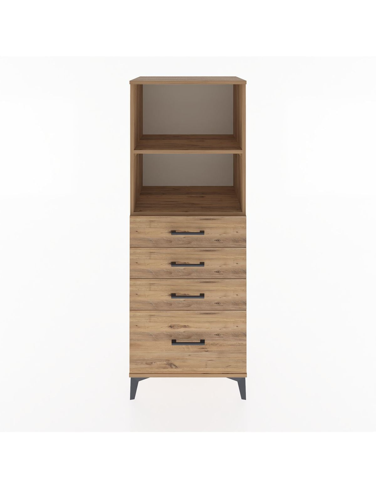 Hyperion Dolap 2 Raflı 4 Çekmeceli 60x44x163 Çam-Çam