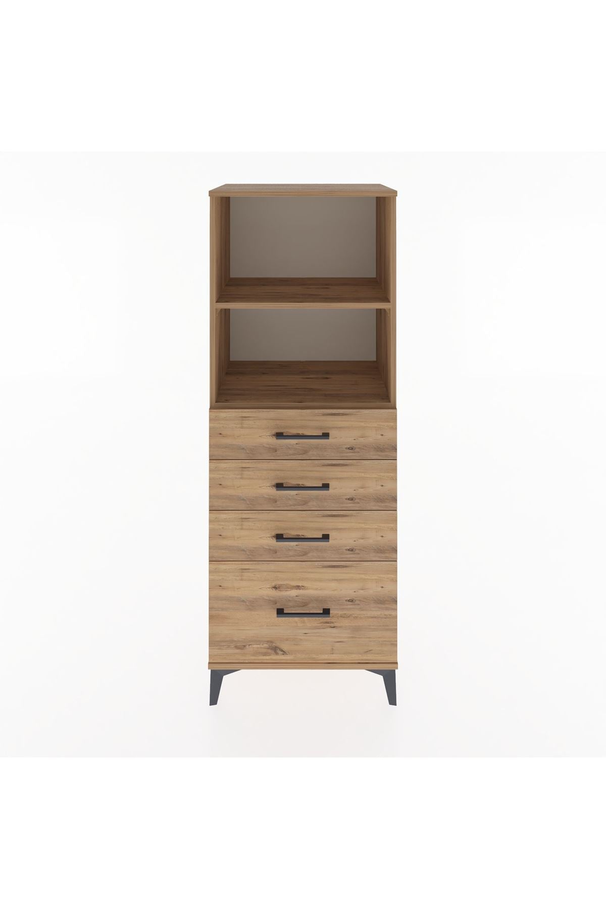 Hyperion Dolap 2 Raflı 4 Çekmeceli 60x44x163 Çam-Çam