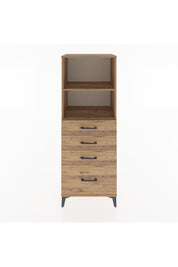 Hyperion Dolap 2 Raflı 4 Çekmeceli 60x44x163 Çam-Çam