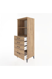 Hyperion Dolap 2 Raflı 4 Çekmeceli 60x44x163 Çam-Çam