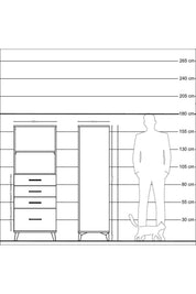 Hyperion Dolap 2 Raflı 4 Çekmeceli 60x44x163 Çam-Çam