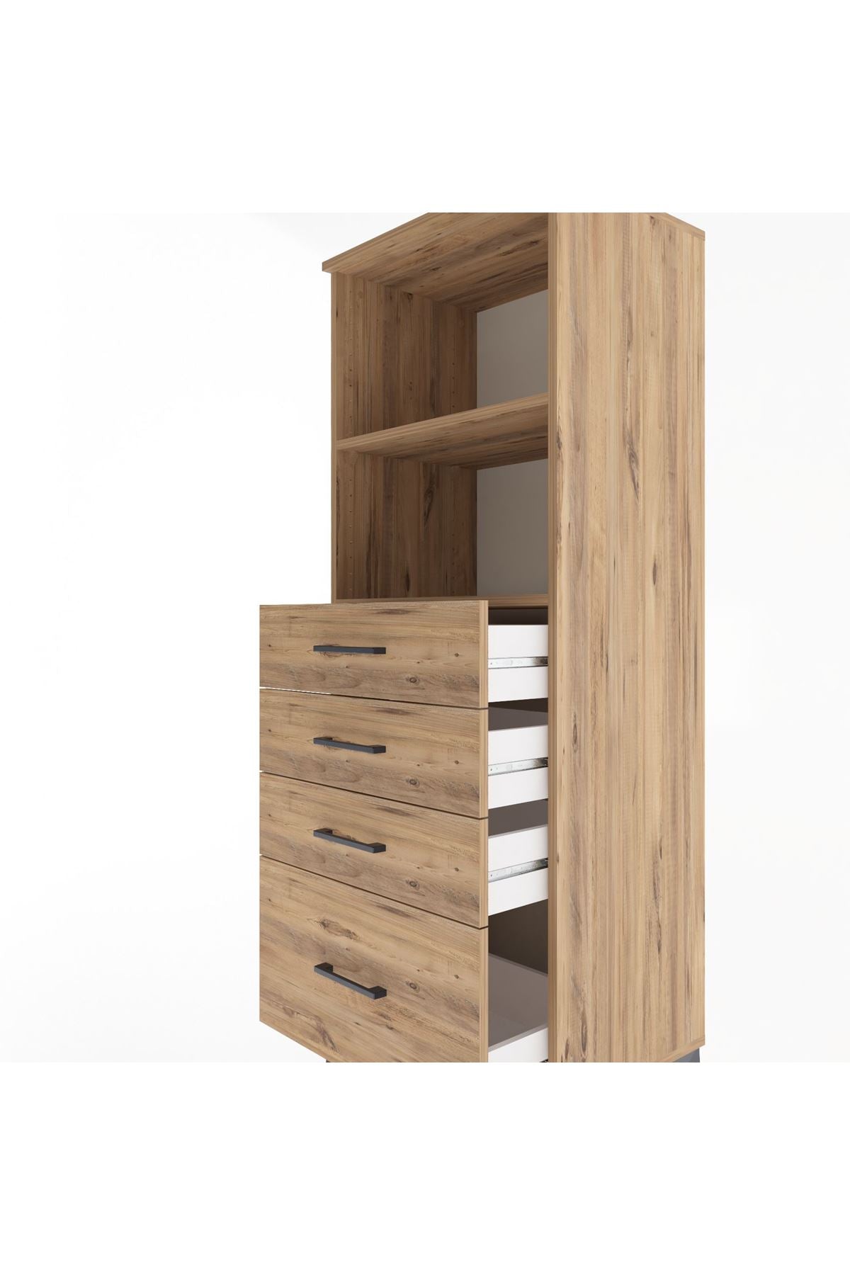 Hyperion Dolap 2 Raflı 4 Çekmeceli 60x44x163 Çam-Çam